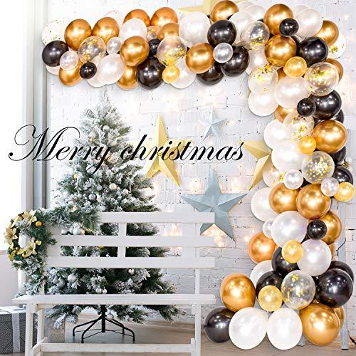 Balloon Arch & Garland Kit, 120Pcs Black, White, Gold Confetti and Metal Latex Balloons with 1pcs Tying Tool, Balloon Strip Tape - If you say i do