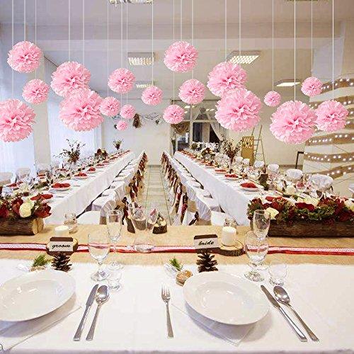 10pcs Tissue Hanging Paper Pom-poms Flower Ball Wedding Party Outdoor Decoration, Premium Tissue Paper Pom Pom Flowers Craft Kit(Pink) - If you say i do