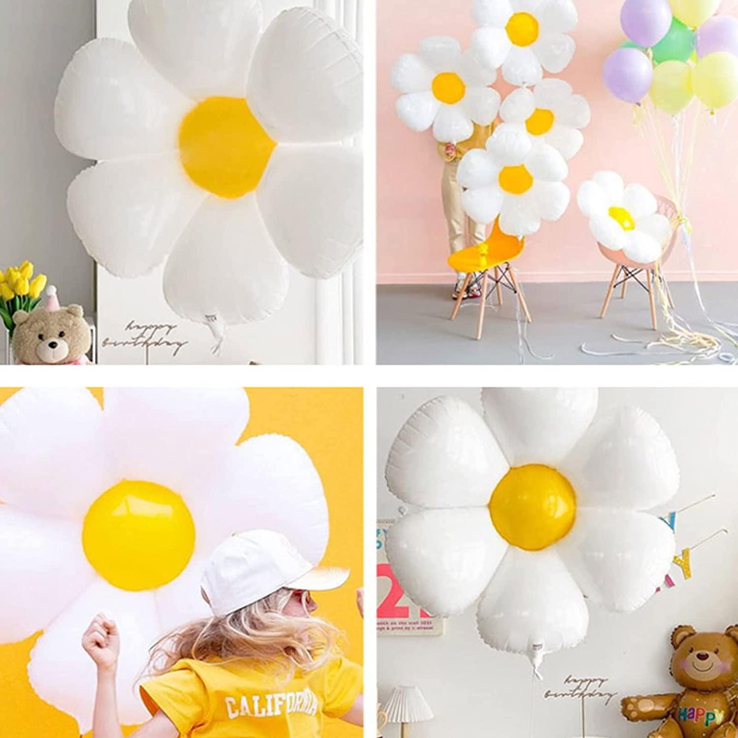 10 Pcs Daisy Balloons, Huge White Flower Aluminum Foil Balloons for Birthday, Baby Shower, Wedding, Daisy Party Decorations Supplies - If you say i do