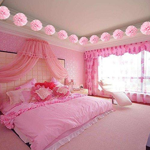 10pcs Tissue Hanging Paper Pom-poms Flower Ball Wedding Party Outdoor Decoration, Premium Tissue Paper Pom Pom Flowers Craft Kit(Pink) - If you say i do