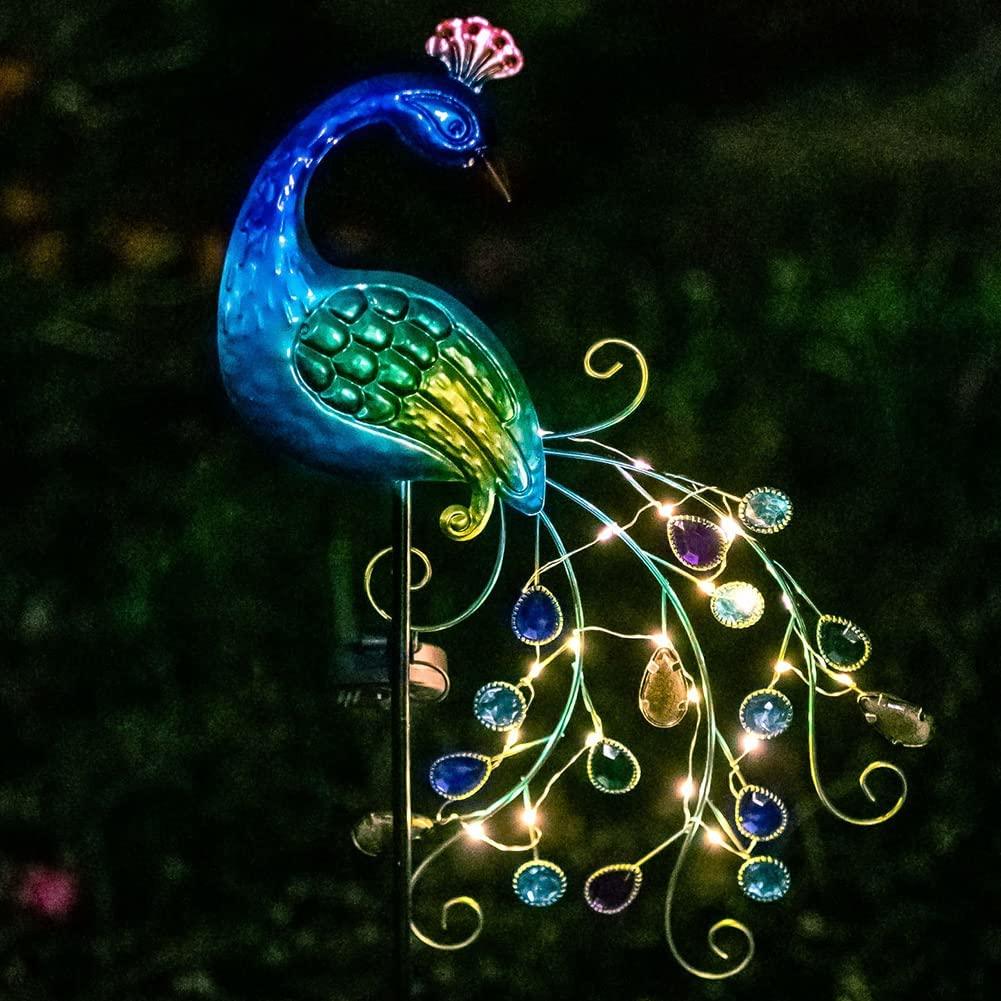 Metal Peacock Solar Garden Lights Stakes, Waterproof Garden Solar Outdoor Lights - If you say i do
