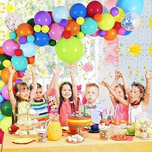 134 Pieces Rainbow Balloon Garland Arch Kit, Assorted Colors Latex Confetti Balloons for Carnival Circus Fiesta Wedding Baby Shower - If you say i do