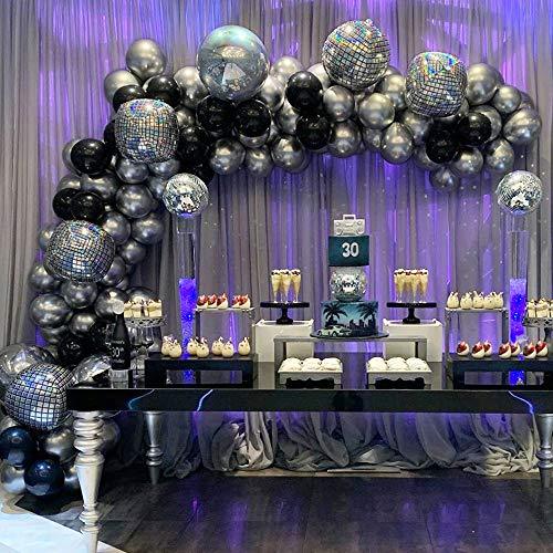 139pcs 4D Disco Foil Balloons Black Silver Balloon Garland Arch Kit for New Year Bouquet Wedding Baby Shower Birthday Disco Dance Party - If you say i do