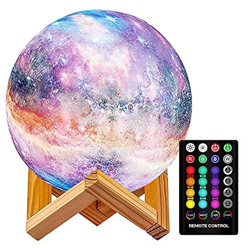 Moon Lamp, 16 Colors Galaxy Lamp Kids Night Light 3D Printing Star Moon Light with Stand - If you say i do
