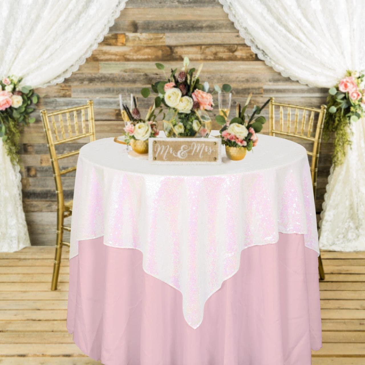 Tablecloth-Gold Sequin Table Overlay and Sequin Tablecloth/Linen for Wedding/Party/Event - If you say i do