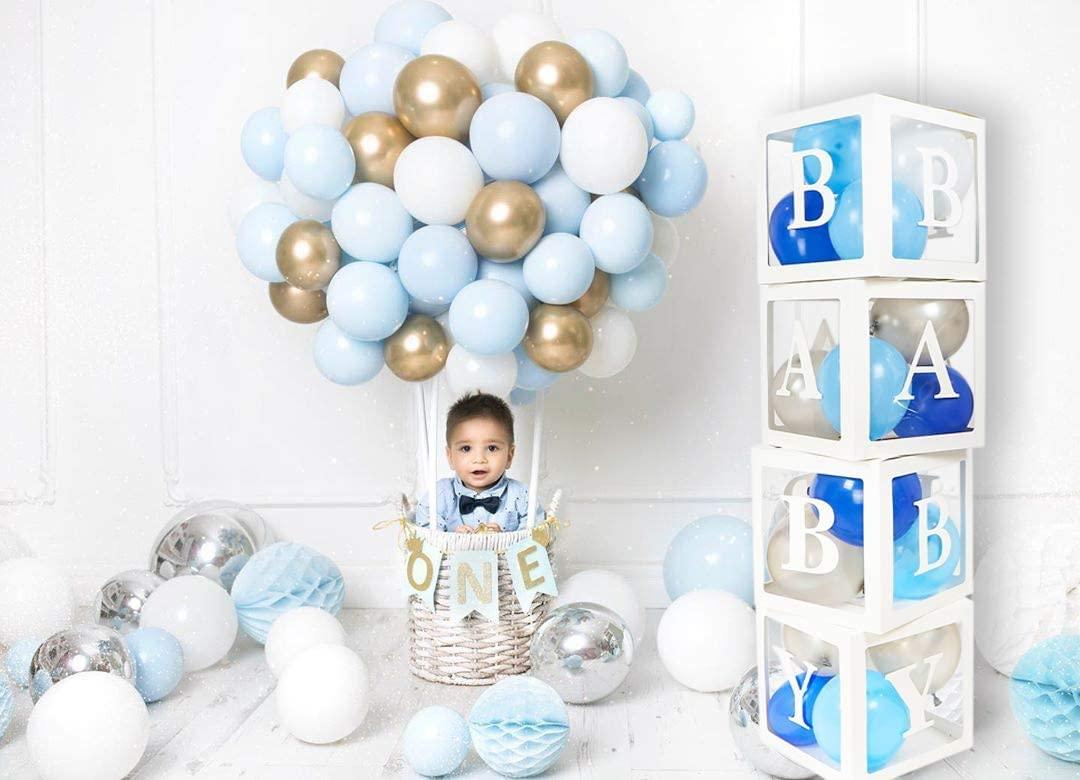 82PCS Baby Shower Decorations For Boy Kit Jumbo Transparent Baby