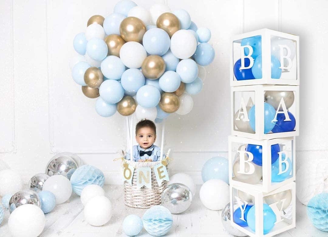 82PCS Baby Shower Decorations For Boy Kit - Jumbo Transparent Baby Block Balloon Box, Gender Reveal Decor 1st Birthday Party Backdrop - If you say i do