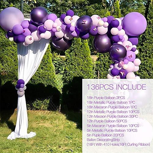 Purple Balloon Kit 136PCS 18In 12In 5In Purple Macaron Purple Metallic Purple Balloon Arch Garland - If you say i do