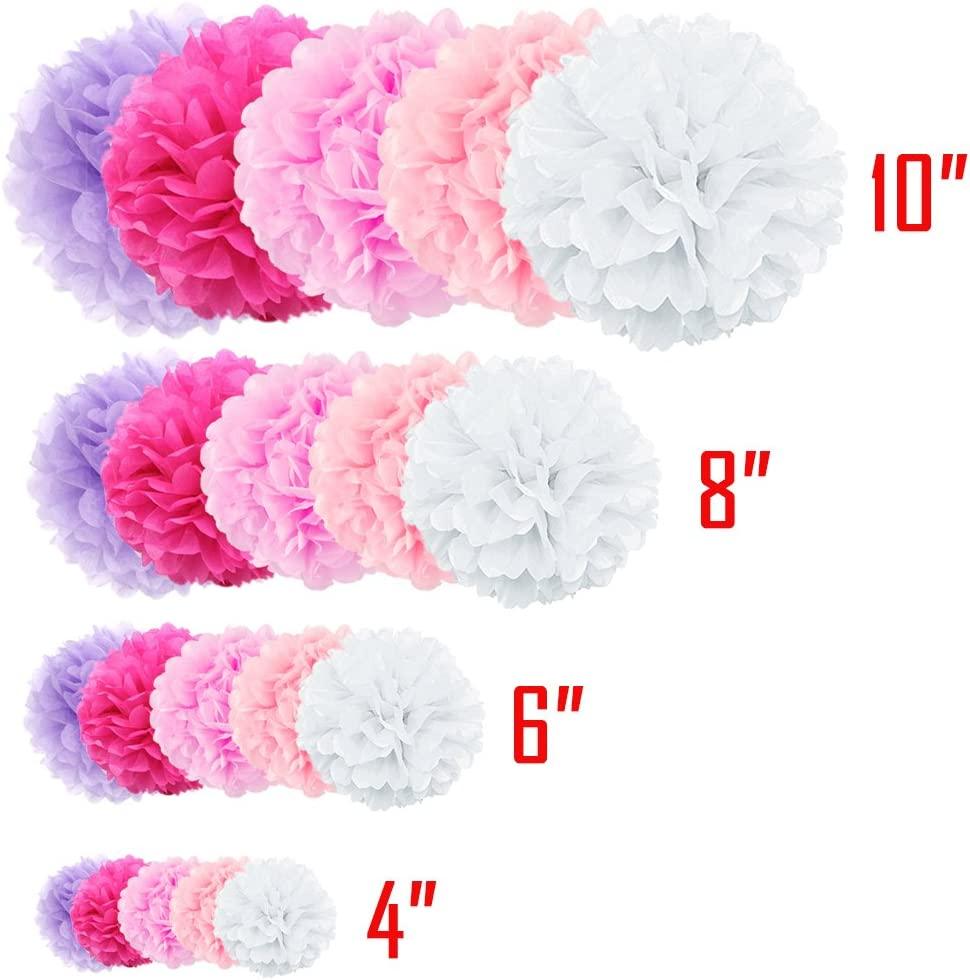 20pcs Pink Tissue Paper Flowers pom poms Wedding Birthday Party Backdrop Decorations - If you say i do