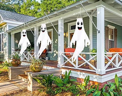43" Halloween Ghost Windsocks Hanging Decorations - Flag Wind Socks for Home Yard Outdoor Decor Party Supplies (3 Pieces) - If you say i do