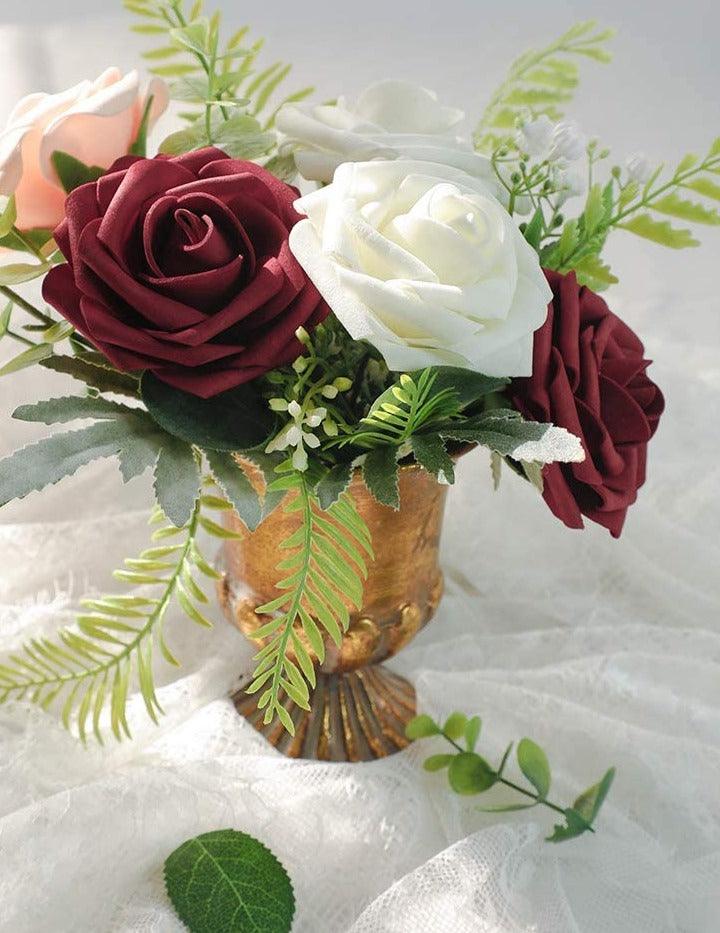 Burgundy Rose Heads, Artificial Flowers, Wedding Centerpieces, Silk  Roses, Faux Flowers, Wedding Decorations