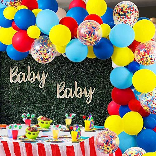 Carnival Circus Balloon Arch and Garland Kit, 105 Pack Red Blue Yellow Latex Balloons and Rainbow Multicolor Pre-Filled Confetti Balloon - If you say i do