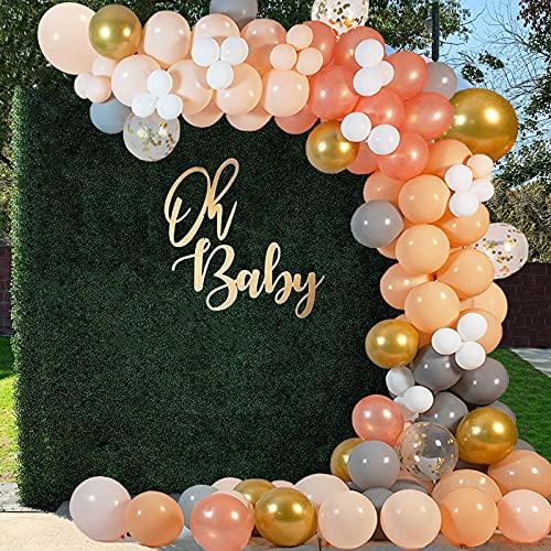 125PCS Orange Blush Peach Gold Metallic Confetti Gray White Balloons for Birthday Engagement Bridal Wedding Baby Shower - If you say i do