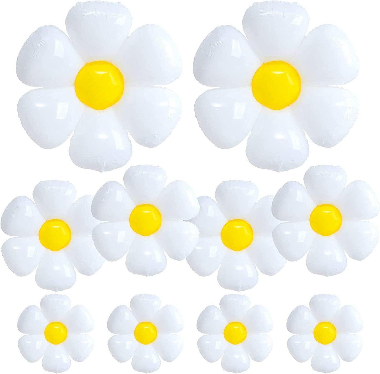 10 Pcs Daisy Balloons, Huge White Flower Aluminum Foil Balloons for Birthday, Baby Shower, Wedding, Daisy Party Decorations Supplies - If you say i do