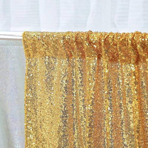 Gold Sequin Backdrop Curtain Panels Stage 2 Pieces 2FTx8FT Wedding Party Background Drapes - If you say i do