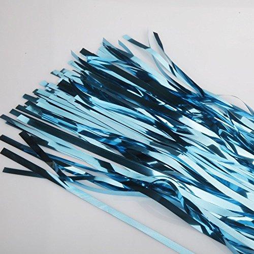 2pcs 3ft x 8.3ft Light Blue Metallic Tinsel Foil Fringe Curtains Photo Booth Props for Birthday Wedding Engagement Party Decorations - If you say i do