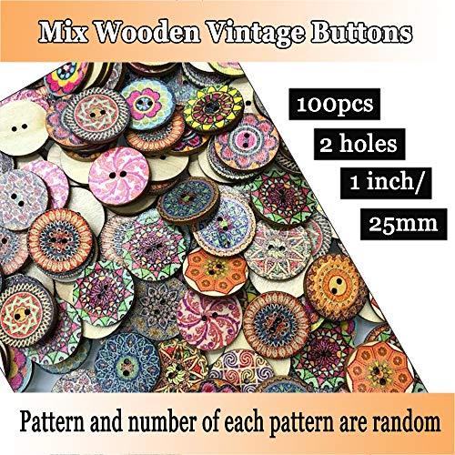 Buttons for Crafts, 100pcs Big Button Cute Large Decorative Buttons 1inch Flower Wood Buttons for Sewing 25mm - If you say i do