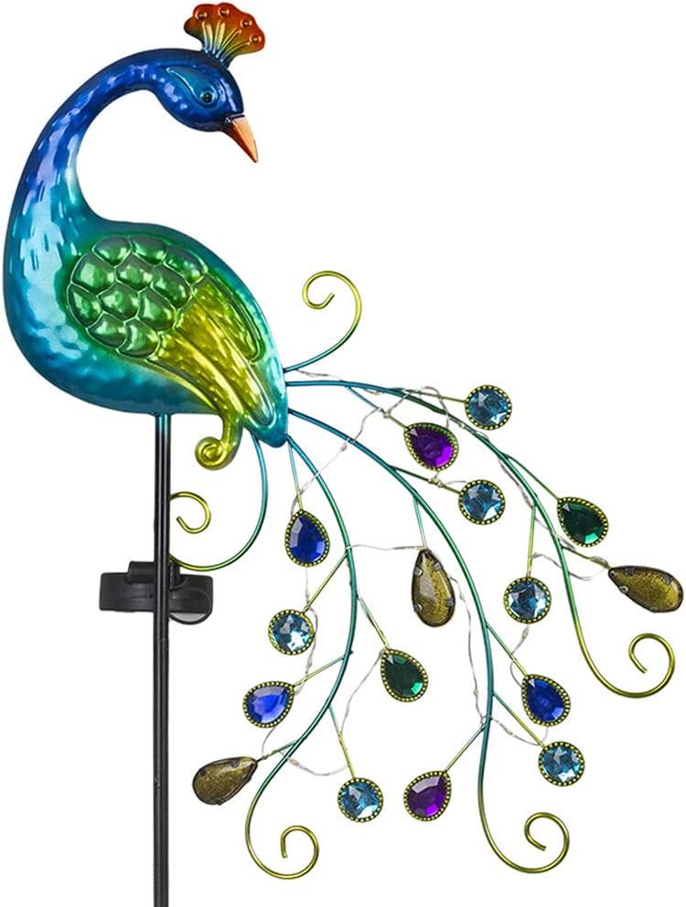 Metal Peacock Solar Garden Lights Stakes, Waterproof Garden Solar Outdoor Lights - If you say i do