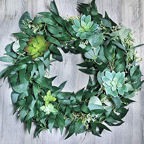 2 Pcs Fake Greenery Garlands Artificial Silver Dollar Eucalyptus Garland in Grey Green and Willow Twigs Garland for Rustic Wedding Arch and Decoration - If you say i do