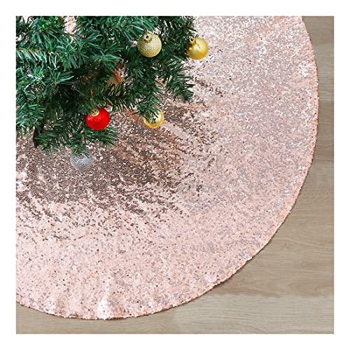 Christmas Tree Skirt 48 Inches Rose Gold Sequin Sparkly Tree Skirts Xmas Tree Skirts Ornaments for Home Christmas Tree Decorations - If you say i do