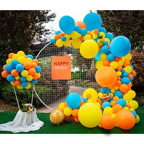 DIY Party Balloon Garland Kit,129 Pcs Yellow Orange and Blue Balloon Arch Kit for Wedding Birthday - If you say i do