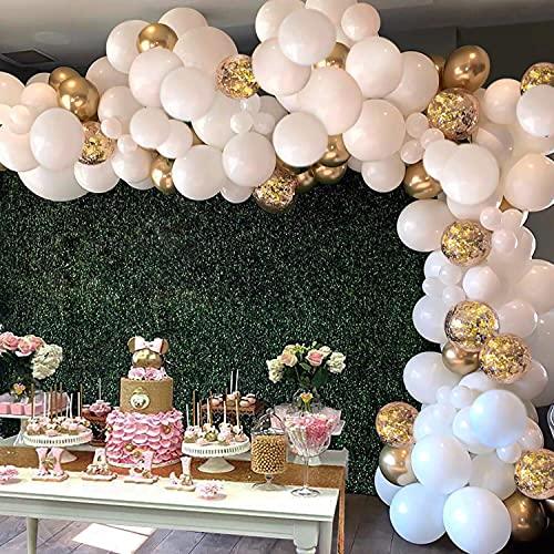 White Balloon Arch Garland Kit, 124 Pieces White Gold and Gold Confetti Latex Balloons for Baby Shower Wedding Birthday - If you say i do