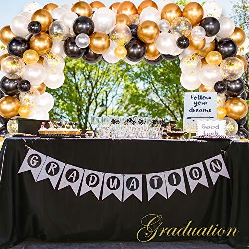 Balloon Arch & Garland Kit, 120Pcs Black, White, Gold Confetti and Metal Latex Balloons with 1pcs Tying Tool, Balloon Strip Tape - If you say i do