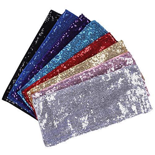 Pack of 50 Stretch Sequin Chair Sashes Chair Bands One-Sided Sequins Decor for Hotel Wedding Reception Party Event Chair Cover Decoration - If you say i do
