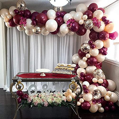 Burgundy Balloon Garland Kit, 117pcs 5/12inch Burgundy Balloons Blush Balloons Gold Confetti Balloons for Wedding Bachelorette Birthday - If you say i do