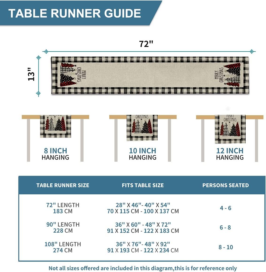 Black and White Gingham Christmas Table Runner Buffalo Check Plaid Xmas  Decoration Holiday Home Kitchen Decor (13 x 72)