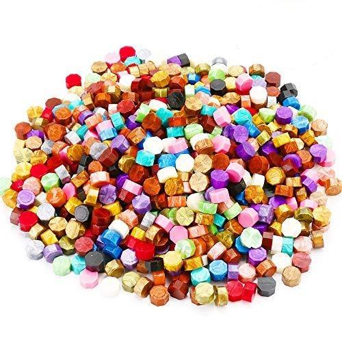 624PCS Sealing Wax Beads Packed in Plastic Box, with 2PCS Tea Candles and 1 PC Wax Melting Spoon for Wax Sealing Stamp (24 Colors) - If you say i do