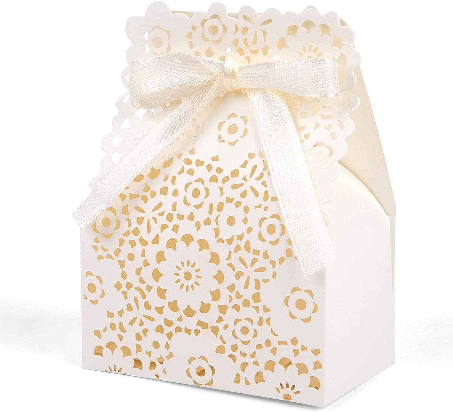 Party Favor Box, 50PCS Mini Lvory White Paper Laser Cut Gift Candy Box Hollow Small Gift Boxes for Wedding - If you say i do