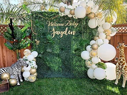 100 pcs Balloon Garland Arch Kit White Gold Confetti Balloons 100PCS Artificial Palm Leaves 6 PCS Balloons for Parties - If you say i do