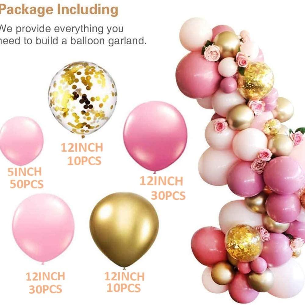 136Pcs Pink and Gold Baby Shower Balloons, Dusty Rose Pink Ballon Garland Balloons Kit - If you say i do
