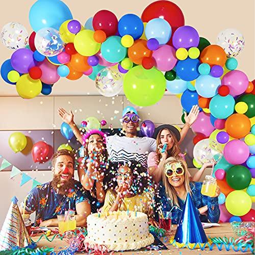 134 Pieces Rainbow Balloon Garland Arch Kit, Assorted Colors Latex Confetti Balloons for Carnival Circus Fiesta Wedding Baby Shower - If you say i do