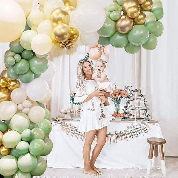 143pcs Avocado Green Balloon with White Balloons Gold Metallic Latex and Confetti Balloons for Wedding Birthday Party Baby Shower Party - If you say i do