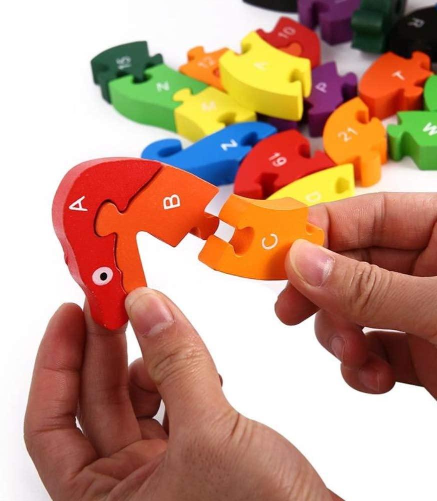 Alphabet Jigsaw Puzzle Building Blocks Animal Wooden Puzzle , Wooden Snake Letters Numbers Block Toys for Children’s Toys - If you say i do