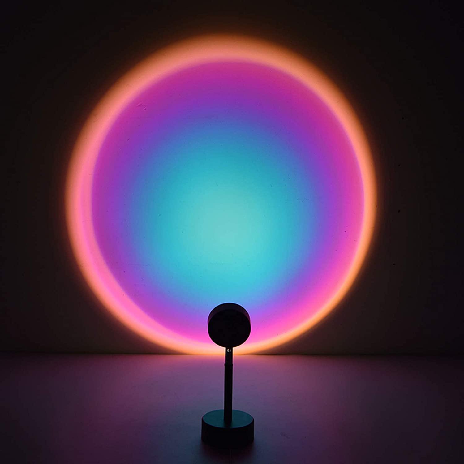 16 Colors Sunset Lamp Projector 360 Degree Rotation Color Changing Rainbow Projection Light Romantic Visual LED Light - If you say i do