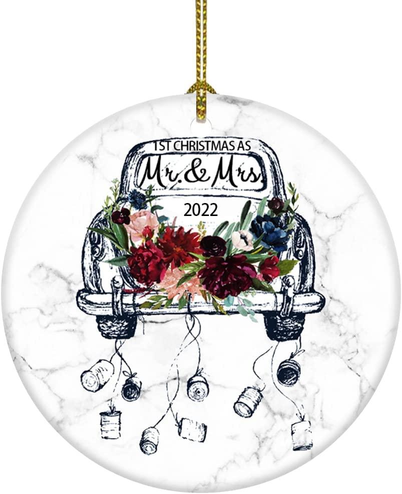 2022 1st Our First Christmas Ornament as Mr & Mrs Wedding Car Christmas Ornament 2022 - If you say i do