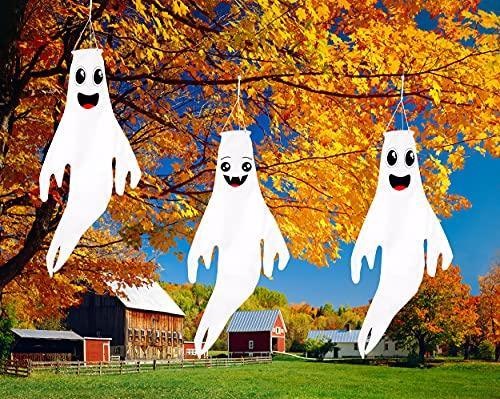 43" Halloween Ghost Windsocks Hanging Decorations - Flag Wind Socks for Home Yard Outdoor Decor Party Supplies (3 Pieces) - If you say i do