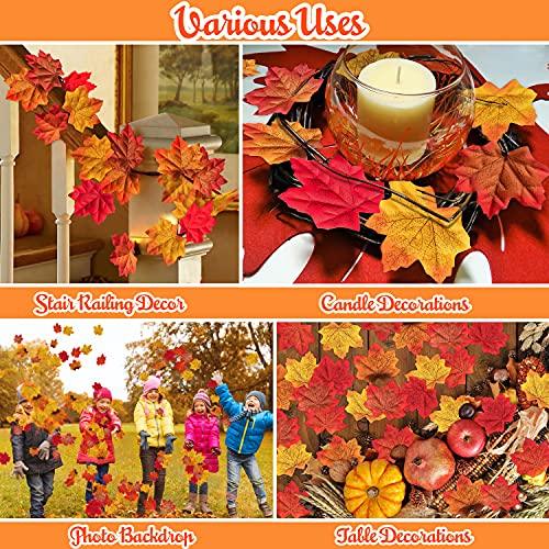 500PCS Fall Artificial Maple Leaves Thanksgiving Autumn Leaf Wedding Party Table Decor, Multicolored - If you say i do