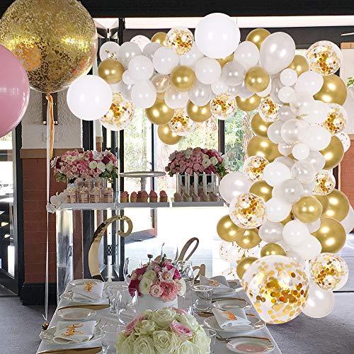 138Pcs Party Balloons Decoration Set, Gold Confetti & Silver & White & Transparent Balloons for Bridal & Baby Shower, Wedding, Birthday Party - If you say i do