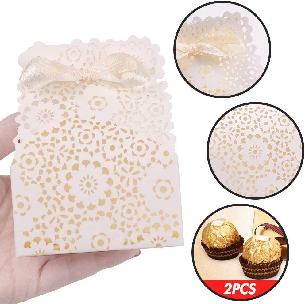 Party Favor Box, 50PCS Mini Lvory White Paper Laser Cut Gift Candy Box Hollow Small Gift Boxes for Wedding - If you say i do