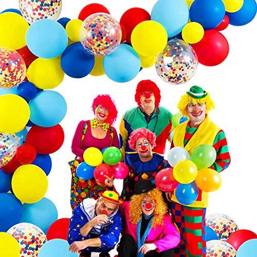 Carnival Circus Balloon Arch and Garland Kit, 105 Pack Red Blue Yellow Latex Balloons and Rainbow Multicolor Pre-Filled Confetti Balloon - If you say i do