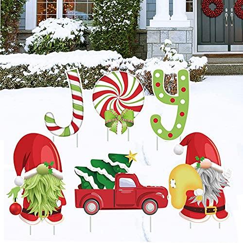 Christmas Decorations Outdoor - 6PCS Large Xmas Yard Stakes - Joy Gnomes Santa Holiday Outside Decor Signs for Home Lawn Pathway Walkway - If you say i do