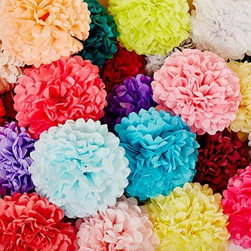 Paper Pom Poms Color Tissue Flowers Birthday Celebration Wedding Party Halloween Christmas Outdoor Decoration,18 pcs of 10 12 14 Inch - If you say i do