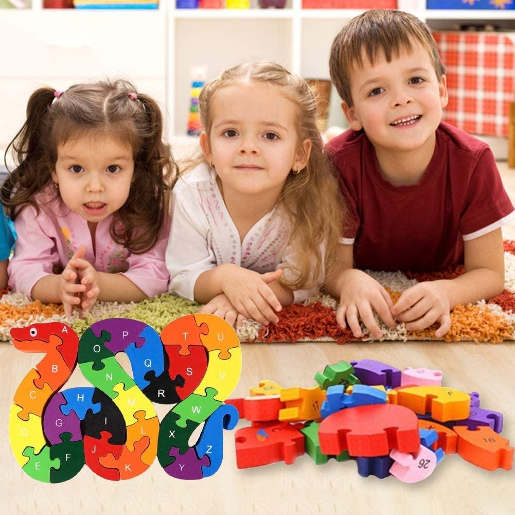 Alphabet Jigsaw Puzzle Building Blocks Animal Wooden Puzzle , Wooden Snake Letters Numbers Block Toys for Children’s Toys - If you say i do