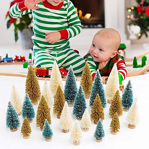 24PCS Artificial Mini Christmas Trees, Upgrade Sisal Trees with Wood Base Bottle Brush Trees for Christmas Table Top Decor - If you say i do