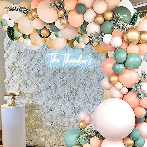 140Pcs Sage Green Peach Blush Pink Balloon Garland Arch Kit for Baby Bridal Shower Wedding - If you say i do