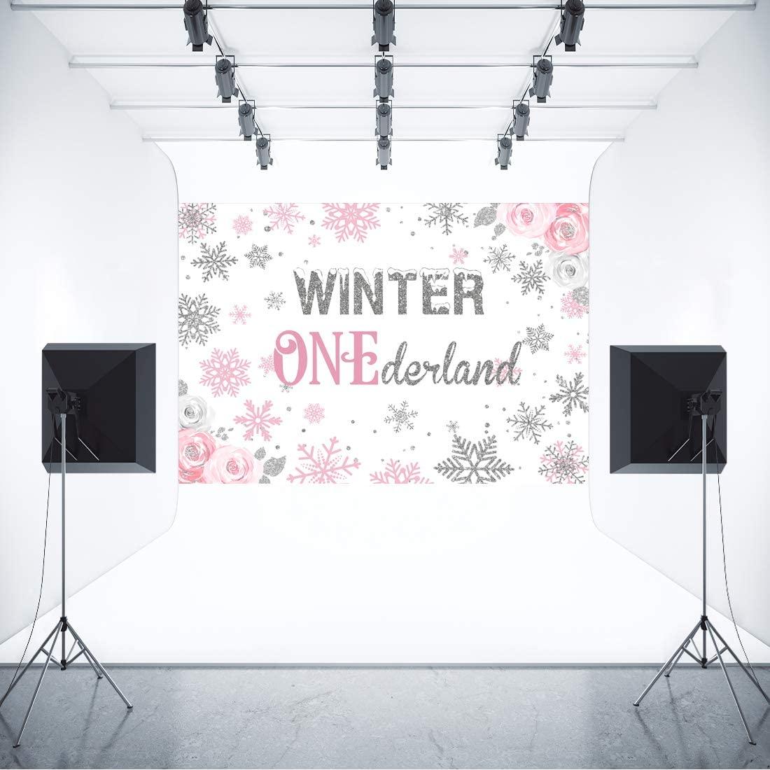 Winter Onederland Backdrop, Newborn Baby Girl's First 1st Christmas Birthday Snowflake Background Photography - If you say i do